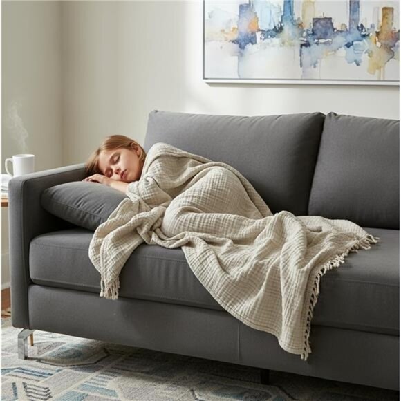 Muslin Blankets for Adults, Kids, 50"x60", 100% Organic Cotton Throw Blanket - Picture 3 of 7